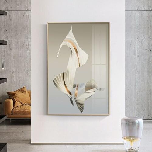 Abstract Creative irregular Shadow Canvas Painting poster and print Unique White Art Wall Pictures for Living Room Bedroom aisle