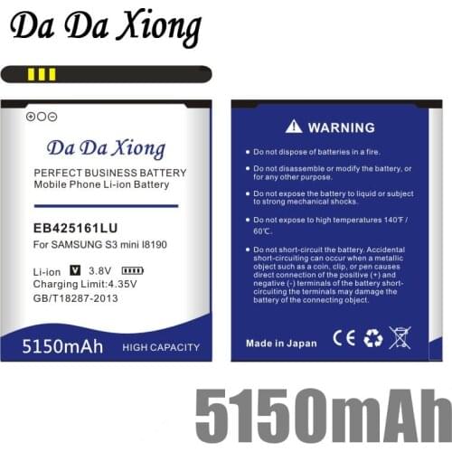 Da Da Xiong 5150mAh EB425161LU Battery for Samsung galaxy s3 mini i8190 i699 ace 2 i8160 S7562 S7562I S7568 i8190N i739 S7580