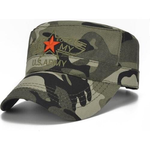 Army Style Cadet Corps Hat Plain Baseball Cap Casual Flat Top Hats Camo Cap Peaked Hats For Men Women Adjustable 55-60CM