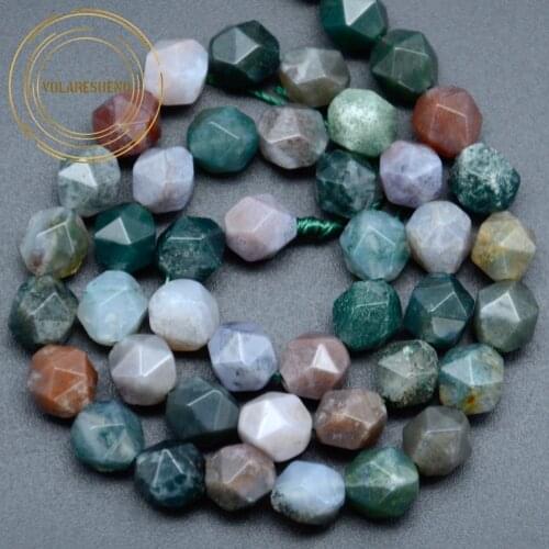 Natural Faceted Indian Agates Beads Round Loose Stone Beads For Jewelry Making Needlework Diy Bracelet Charm Necklace 8 10mm 15