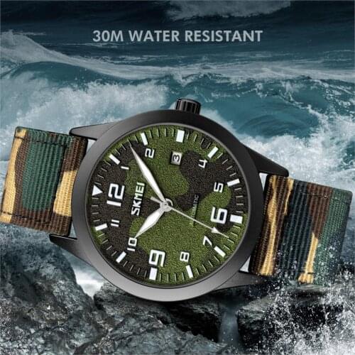 SKMEI Miliary Automatic Mechanical Watch Mens Watches Luminous Nylon Strap Men Wristwatches Date Time Male Watches reloj hombre