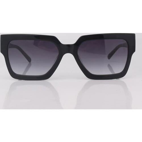 Black acetate rectangle women sunglasses grey shaded