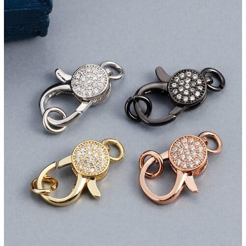 MINHIN DIY Pearls Jewelry Decorative Lobster Clasp Supplies Luxury Inlay CZ Clasp Fasteners for Beads Necklace Bracelet Handmade