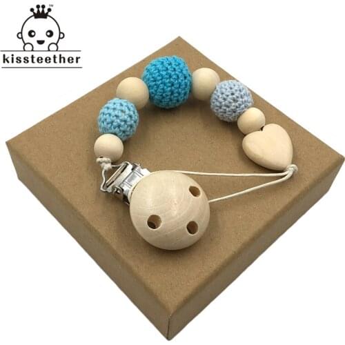 Baby Pacifier Clips Wooden Round Baby Teething Clip Safe Montessori Toys Nursing Baby Teether Pendant