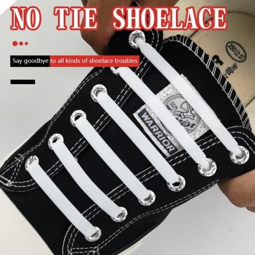 12pcs Elastic No Tie Shoelaces Lazy Flat Silicone Shoelace For Running Sneakers Stretched Strings Quick Lock Slip-On Shoe Laces