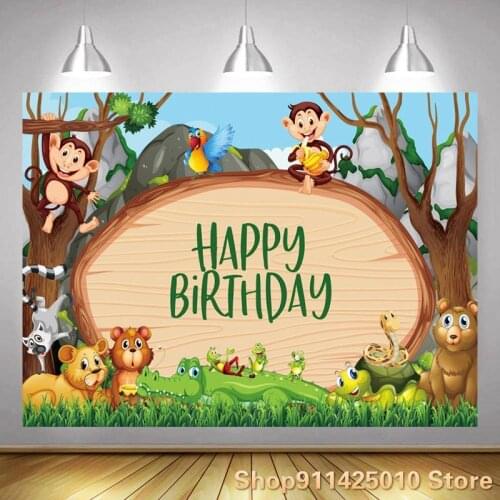 Spring Zoo Animals Cartoon Backgrounds Boys Birthday Party Decoration Photography Studio 3D Digital Photos Customized Backdrop