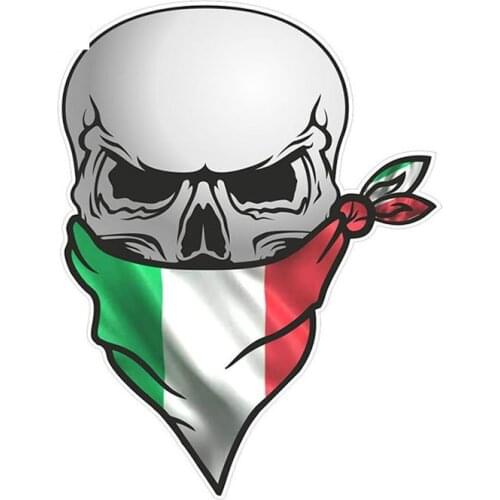 Interesting Car Sticker Pirate Skull with Face Bandana Italy Italian Il Tricolore Flag Car Styling PVC Vinyl Accessories