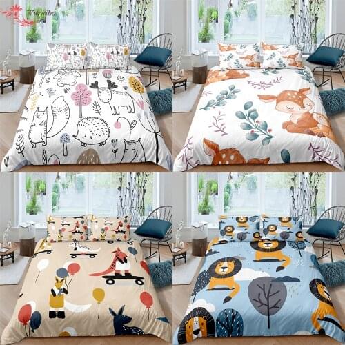 Nordic Bed Cover Duvet Cover 220 x240 Set No Bed Sheet Cartoon Animal Bedding Set Kid Quilt Cover 135 Bed Linens Set Bedspreads