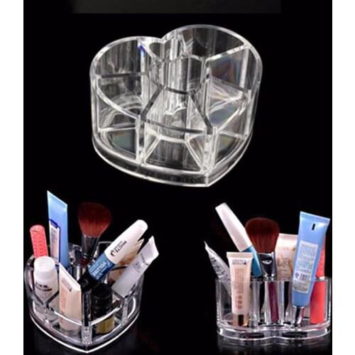 Heart Shaped Cosmetic Storage Box Makeup Organizer Brush Stand Cosmetic Display Jewelry