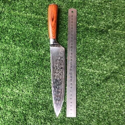 Kitchen Knife 8 inch Professional Japanese Chef Knives 7CR17 440C Stainless Steel Full Tang Meat Cleaver Slicer Santoku