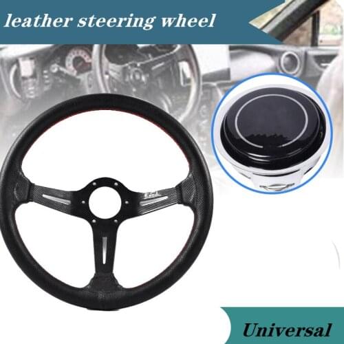 L14'' 350mm Leather Rally Tuning Drift Racing Steering Wheel car accessories Carbon Look