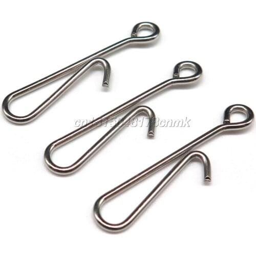 Minfishing 100pcs/lot Stainless Steel Hook Snap easy to connect fishing hook Fishing swivel Safety Snap for Carp Fishing