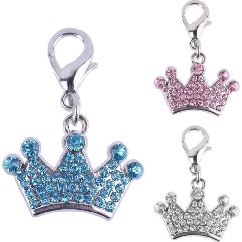 Fashion Rhinestones Crown Pendant Key Chain Dog Hangings Decor Pet Accessories Pet Products Dog equipment for pets dog gift