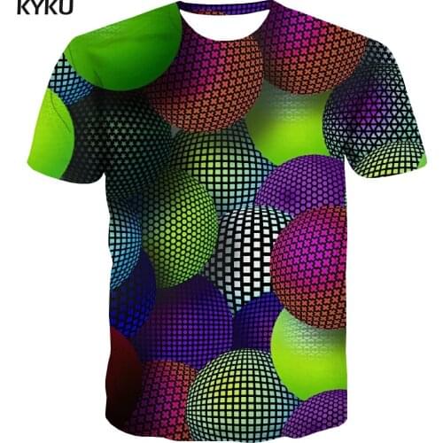 KYKU Abstract T shirt Men Psychedelic Funny T shirts Colorful Tshirts Casual Harajuku Shirt Print Short Sleeve T shirts Printed