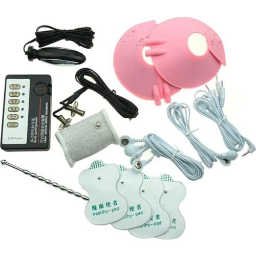 Electro Shock Kit, Electric Nipple Clamps Penis Ring Anal Plug Accessory BDSM Adult Games Medical Sex Toys For Men Woman