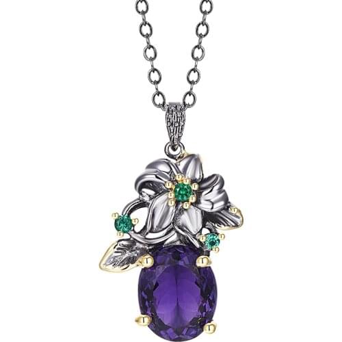 New Women Fashion Long Chain Pendant Necklace Purple Zircon Valentine Wedding Jewelry Female Girls Drop Shipping