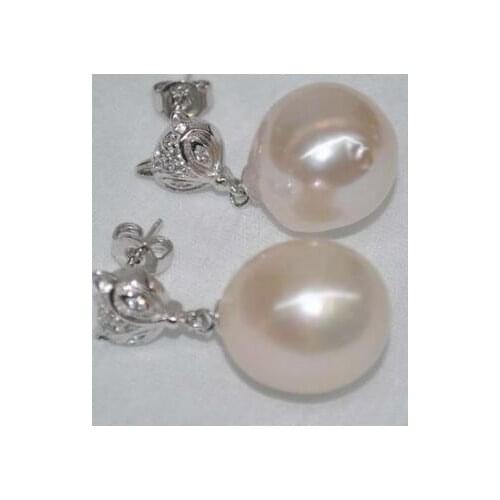 Very luster baroque pink white kasumi pearl dangle earring