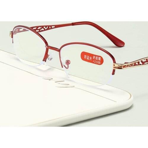 Seemfly New Metal Half Frame Reading Glasses Classic Anti Blue Rays Presbyopia Eyeglasses Men Women Computer Goggle Eyewear