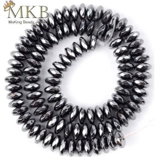 Wholesale 50pcs 8*3mm Faceted Hematite Rondelle Beads for Jewelry Making Natural Stone Beads Diy Bracelet Necklace