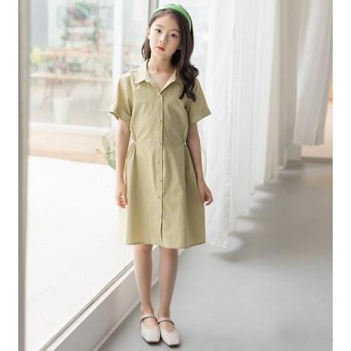 Summer Girls Dress Elegant Short Sleeve Cotton Princess Dress Kids Clothes Children Dresses for Girl 4 6 8 10 12 14 16 Years