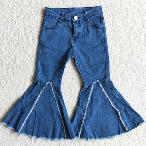 Hot Sale Baby Girls Designer Denim Pants Fashion Bell Bottom Pants Boutique Kids Designer Clothes Girls Jeans Pants Wholesale