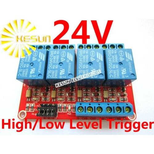 5PCS/LOT 4 Channel 24V Relay Module High/Low Level Trigger 4 road relay modules expand with Optocoupler