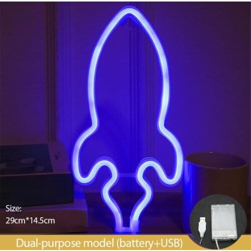 LED Neon Signboard Planet Flash Home Rocket Light Bedroom Decoration Hanging Neon Light Family Party Holiday Decoration Gift
