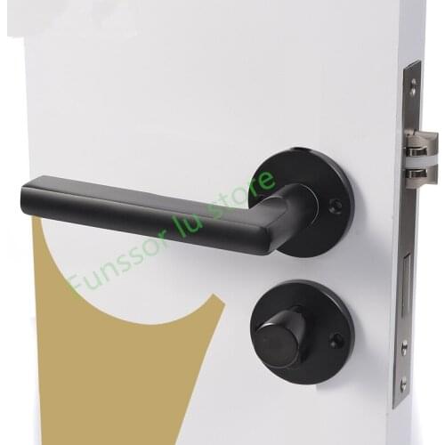 So beautiful,Black space aluminum door handle Interior / Bedroom door lock Split Silent door lock ,Door hardware