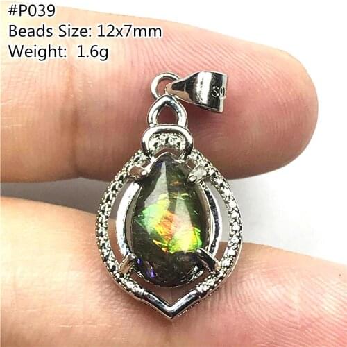 Top Natural Green Ammonite Ammolite Pendant Jewelry For Woman Lady Man Reiki Gift Crystal Beads Silver Water Drop Gemstone AAAAA