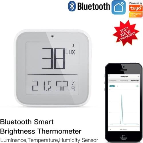 Tuya Smart Bluetooth Brightness Thermometer Real-time Light Sensitive Temperature and Humidity Detector Work with Tuya Smart App