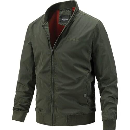 Windbreaker Casual Jacket Men Spring Autumn Solid Color Bomber Jackets Male Quality Slim Fit Coat Men Chaquetas Hombre M-2XL