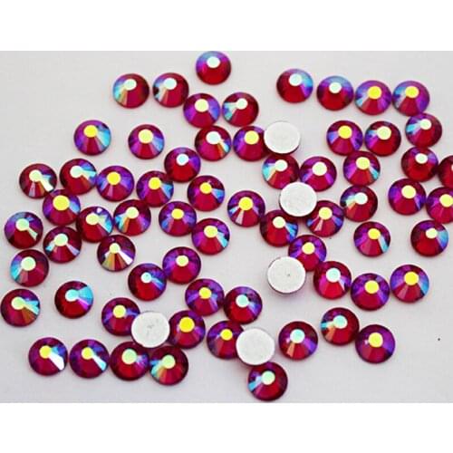 High Quality Non Hotfix Rhinestone Dark Siam AB Flatback Crystal Strass Glue On DIY 3D Nail Art Rhinestones