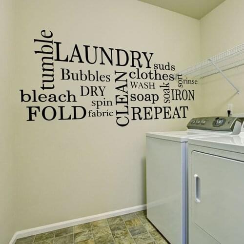 Laundry Room Signs Wash Dry Fold Quote Wall Sticker Washroom Laundry Room Quote Laundry Words Wall Decal Vinyl Home Decor