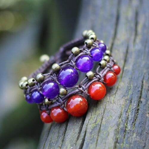 4 COLORS Original Design chalcedony bracelet women ethnic bracelet,thailand stone vintage bracele, handmade braided bracelet