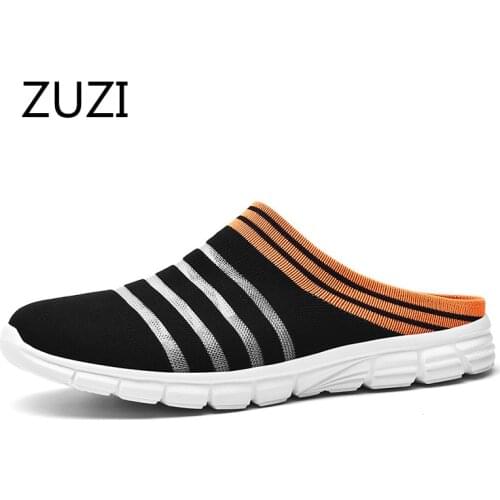 ZUZI 2021 New Style Casual Breathable Fish Silk Mens Womens Semi-slippers Lightweight Indoor Home Sandals Shoes Big Size 35-46