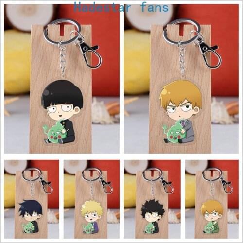 10 pcs/lot Anime Mob Psycho 100 Acrylic Keychain Toy Mobu Saiko Hyaku Figure Bag Pendant Double sided keyring Gifts