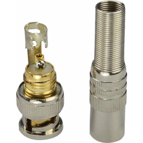 10pcs/lot CCTV Silver BNC Male Video Plug Coupler Connector to Screw for RG59 Cable Adapter Q9 Welding Copper Core