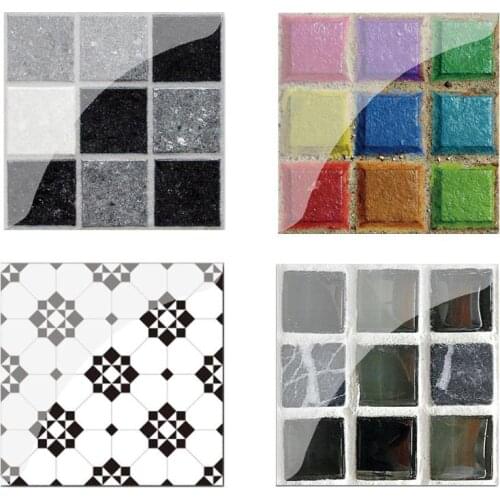 19pcs Vintage Self Adhesive Tile Stickers PVC Tile Wall Decals 10x10cm tile Floor Wall Decal Sticker DIY Kitchen Bathroom Decor