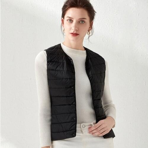 2021 New Ultra Light Down Coat Women Single-breasted Sleeveless Vest Female White Duck Down Waistcoat Ladies Warm Puffer Jackets