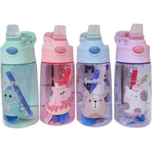 350ml Baby Cartoon Cup students with Straw Children Learn Feeding Drinking Bottle Kids Training Cup With Straw Taza De Bebe New