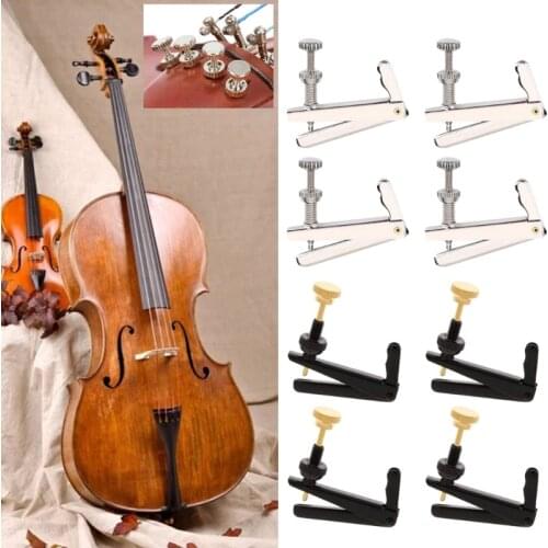 4Pcs/Set Cello Fine Tuner Cello Parts String Adjuster Black Silver for 3/4-4/4 Cello Musical Instrument Replacement Accessories