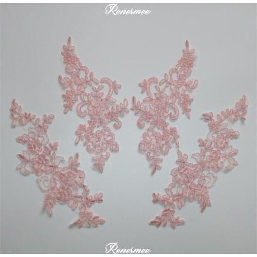 5Pairs New Romantic Pink Venise Lace Appliques EmbroiderPatch Wedding Dress Lace Decoration DIY 2Sizes SX184