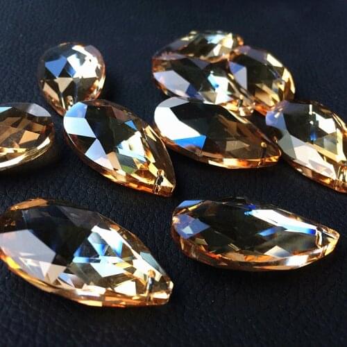 50pcs/lot 38*22mm K9 Crystal Champagne Chandelier Faceted Lighting Pendant, Shiny Crystal glass Lamp Parts, Crystal Suncatchers