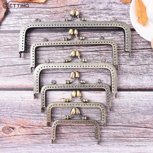 7Size Bronze Flower Bud Head Metal Purse Frame Handle Kiss Clasp Lock for Bag Sewing Craft Tailor Accessories