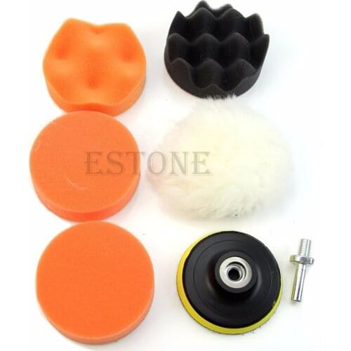 7 Pcs/set 3 inch Buffing Pad Auto Car Polishing Wheel Kit Buffer + M10 Drill Adapter MY16_35