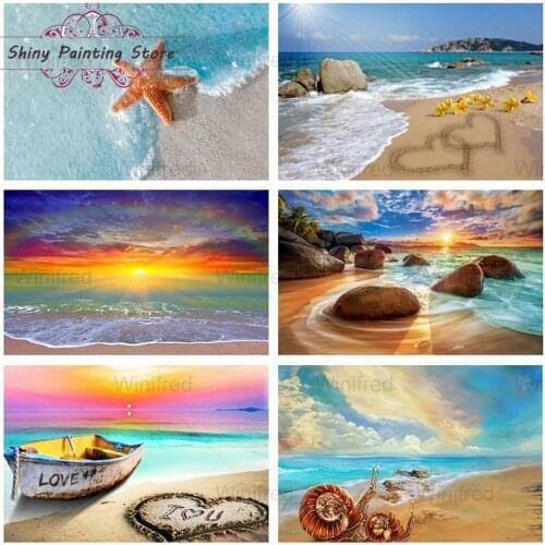 5D DIY Diamond Painting Sea Beach Diamond Embroidery Cross stitch Kit Full Square Round Drill Mosaic Seascape Picture Wall Decor