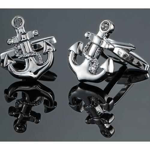 Free shipping, new silvery anchor cufflinks fashion mens shirt cufflinks senior designer elaborate design brand shirt buttons
