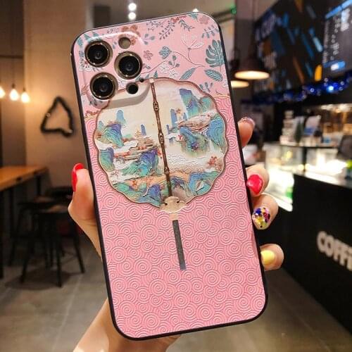 Sumkeymi Phone Holder Case For iphone 11 12 7 8 Plus mini Pro Max X XS XR Hand Band Cases Chinese Culture Pattern TPU Cover