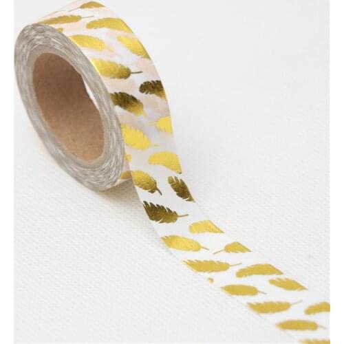15mm*10m Creative golden feathers Decorative Washi Tape DIY Scrapbooking Masking Tape School Office Supply Escolar Papelaria