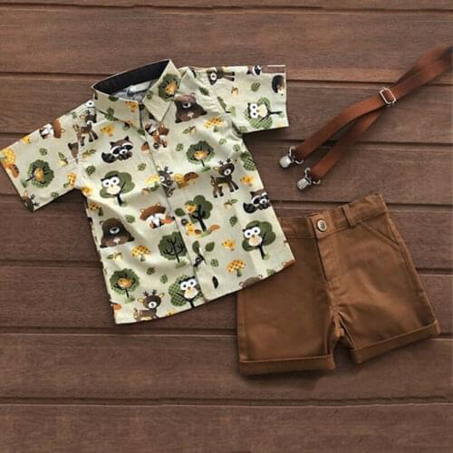 Childrens clothing suit for Boys sets Kids Summer Short-sleeve Lapel T-shirt + Short Pants 2Pcs baby set